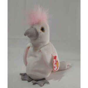 Ty Beanie Baby Kuku The Cockatoo Plush 7" Pink/White With Tag Retired Collectibl
